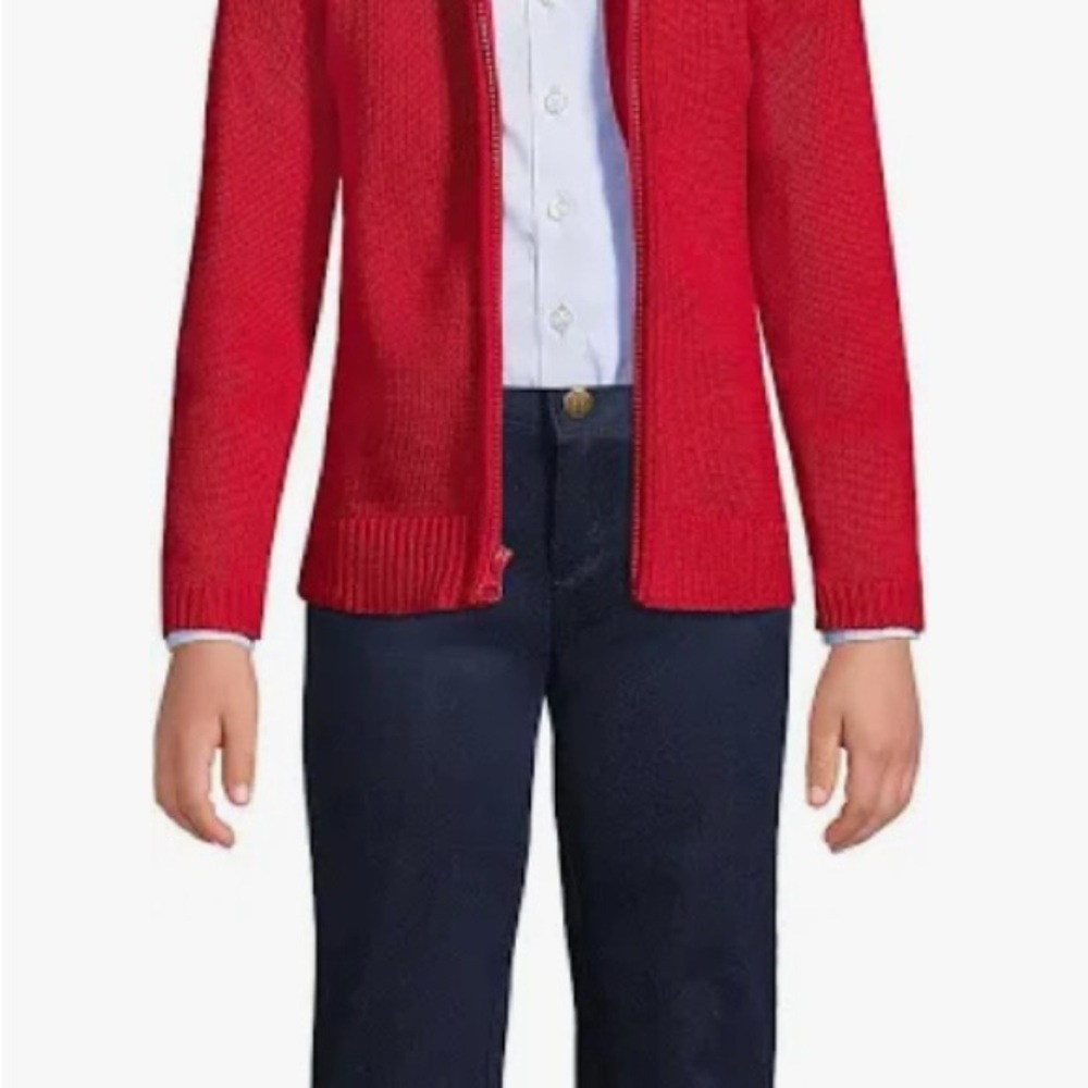 Lands' End Vibrant Red Knit Sweater - NWT